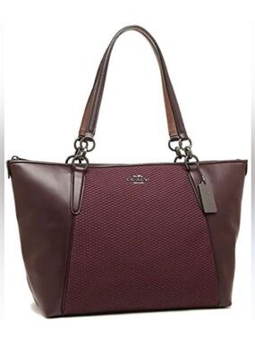 COACH LEGACY Jacquard Oxblood Canvas and Leather Tote Shopper Bag F57246